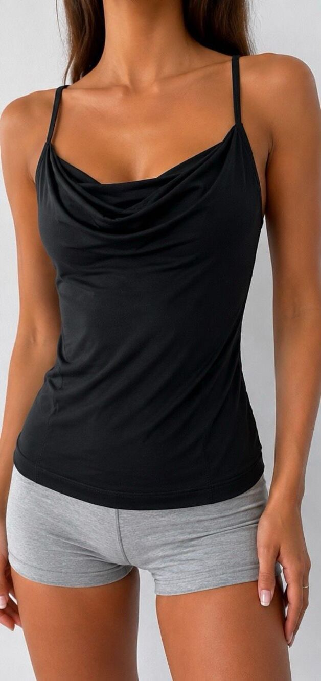 Lululemon CYB Cover Your Bases Tank Black Size 4/6 Cowl Neck Strappy